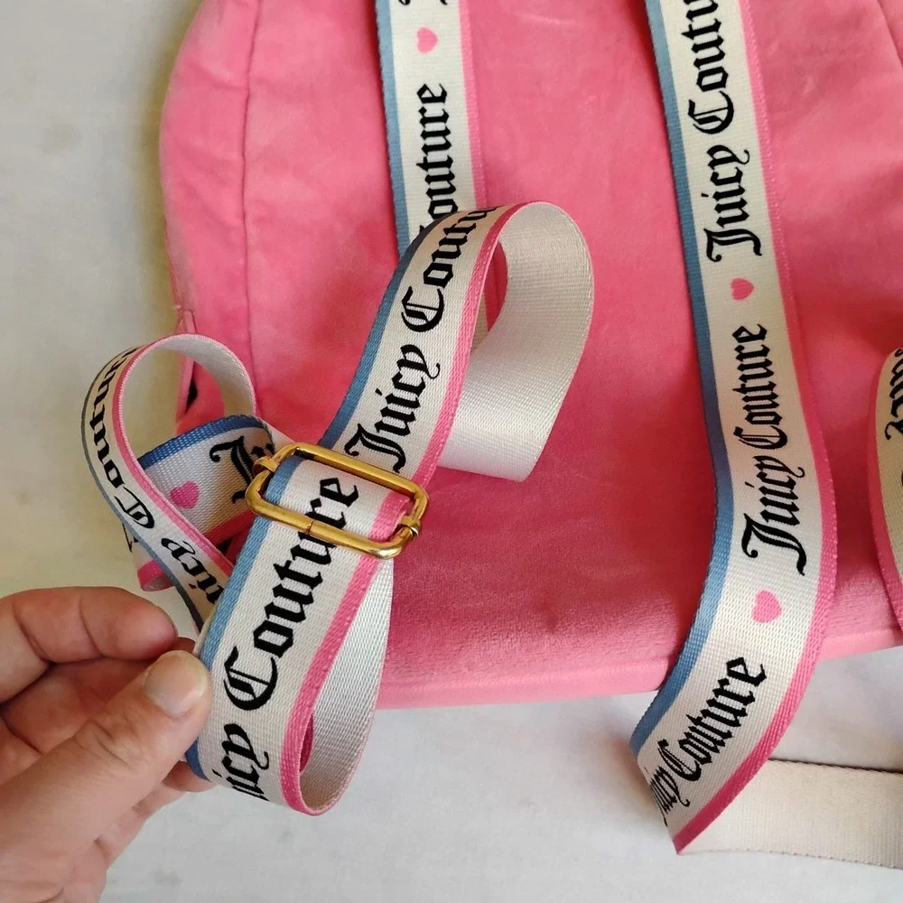 Juicy Couture Bag Velour Rhinestone Bling Mini‎ Backpack Travel Pink